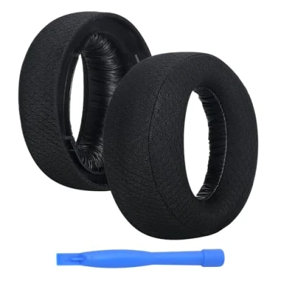 Image de Remplacement Coussinets d&#039;oreille pour Sony Playstation 5 3D Pulse Wireless PS5 Casque par MMOBIEL Mesh Fabric Coussinet de Rechange Noir