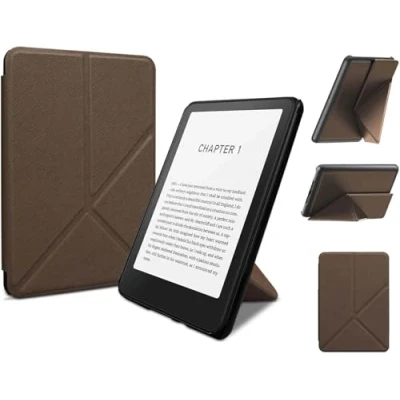 Image de Etui Pliable pour Kindle Paperwhite 7 Pouces 12ème Gen 2024 et Colorsoft Signature Edition, Coque Mince légère en Cuir PU avec Auto Wake/Sleep &amp; Multi Viewing Angles (Rose)