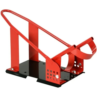 Image de HOMCOM Rail de support universel pour moto roue béquille bloque 8 15,5 cm trous pré percés métal époxy noir et rouge