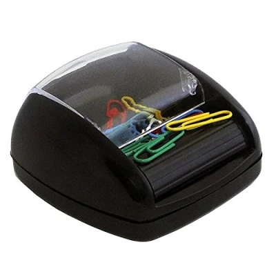 Image de Pavo Distributeur de trombones avec rouleau magnétique , 20 inclus / 9 x 8,4 4,5 cm Noir