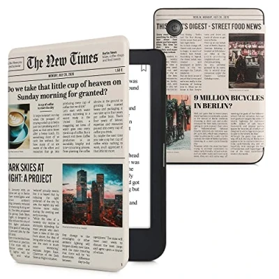 Image de kwmobile Étui Compatible avec Kobo Clara 2E Coque à Rabat magnétique Tablette eReader Similicuir Multicolore Noir Sable