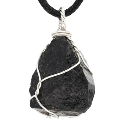 Image de Lebensquelle Plus Pendentif en Pierre Brute de Tourmaline Noire et serti Pierres brutes, Halbedelstein, Tourmaline,