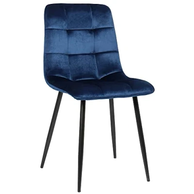 Image de CLP Chaise De Salle A Manger Tilde en Tissu Ou Velours I avec Surface D&#039;assise Matelassée Pieds Metal Charge Max.150 Kg, Couleur:Bleu, matière:Velours