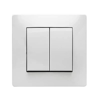 Image de FAMATEL Double commutateur Interrupteur à encastrer Série Habitat 15 Installation facile Haute étanchéité du produit 10 A 250 V Blanc