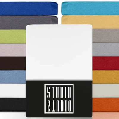 Image de STUDIO Basic Drap Housse 160x200 cm, 100% Coton peigné, certifié Oeko TEX 100, qualité de Marque, Matelas 160 x 200 jusqu&#039;à 25 Blanc