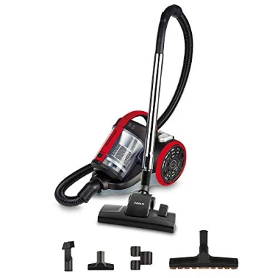 Image de Polti Forzaspira C110 Plus Cyclonique, Aspirateur sans Sac, 4 Niveaux de Filtration, Brosse à Parquet Incluse, Noir et Rouge