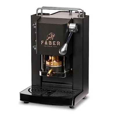 Image de FABER COFFEE MACHINES Modèle Pro Mini Deluxe Machine à café dosettes ese 44mm Finition Chrome Pressacialda en laiton (Mat Black)