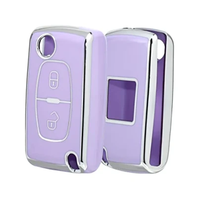 Image de OFFCURVE Etui a Clef Couvre Étui à Clé Coque pour Citroen C1 C2 C3 C4 C5 Picasso Peugeot 107 206 207 307 308 406 407 607 2/3 Boutons
