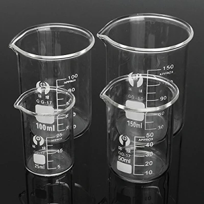Image de EsportsMJJ 4Pcs Borosilicate Bécher En Verre 25Ml 50Ml 100Ml 150 Ml Ensemble De Verrerie Laboratoire Volumétrique