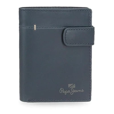 Image de Pepe Jeans Staple Portefeuille Vertical avec Fermeture à clic Bleu 8,5 x 10,5 1 cm Cuir Talla única clic, Bleu, Taille Unique,