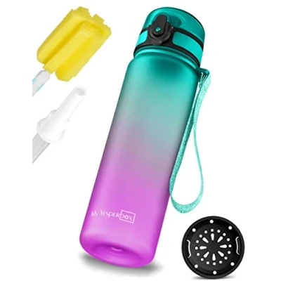 Image de My Vesperbox Minny gourde pour enfant étanche avec paille ou tamis 350ml, 500ml en tritan léger sans BPA maternelle, école