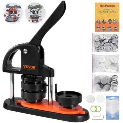 Image de VEVOR knopenmachine knopenmaker machine 58 mm 100 stuks Badgeponsmachine, knopenpers, DIY badgepersmachine knopenbadgemaker voor gepersonaliseerde badges inclusief magisch boek en cirkelsnijder