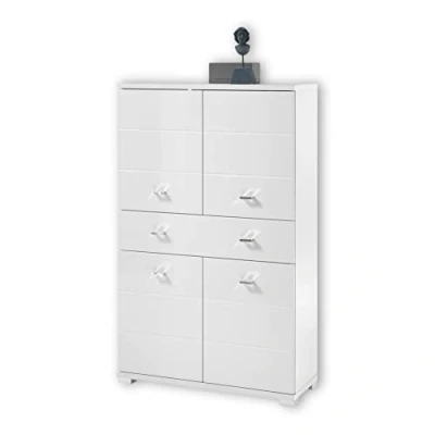 Image de Stella Trading POOL salle de bains Highboard en blanc Armoire moderne avec beaucoup d&#039;espace rangement 76 x 123 31 cm (L/H/P)
