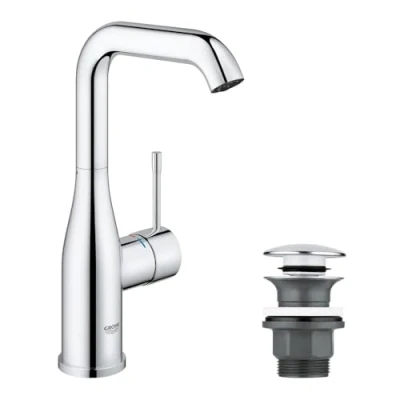 Image de GROHE Robinet lavabo de salle bains Essence, mitigeur monocommande sans tirette vidage, vidage clic clac inclus, installation rapide, taille L, chromé, 23799001 (Import Allemagne)