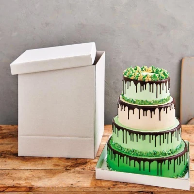 Image de FunCakes Cake Box Blanc : Boîte à gâteaux carrée, Couvercle séparé, Convient pour les décorés, 52x52x70 cm, 1 pièce
