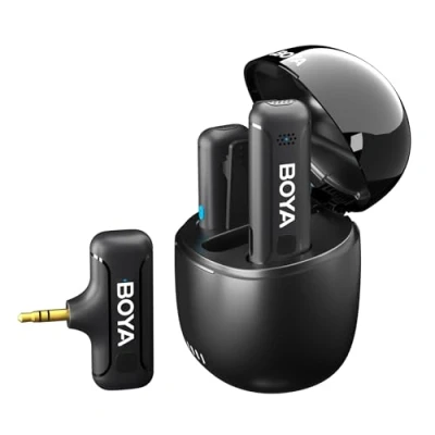 Image de Boya Micro Cravate sans Fil,Microphone 3,5 mm pour Appareil Photo avec Suppression du Bruit et Transmission 100m Plug and Play Photo/Caméscope/Enregistreur BY WM3T M2