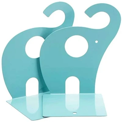 Image de NC Serre Livres pour Enfants Elephant Creative de Fer Papeterie Tables Simples Animaux 1 Paire 19x12cm (Bleu Clair)