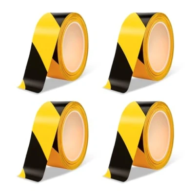Image de Amig Lot de 4 Rubans marquage Polyéthylène basse densité LDPE 200 m longueur x 70 mm largeur Ensemble signalisation pour délimiter des zones Jaune et Noir