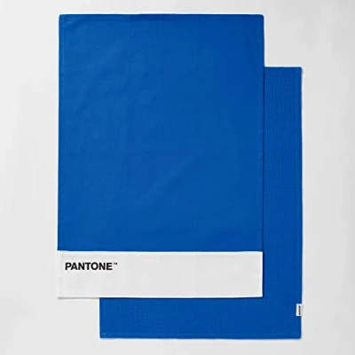 Image de Osama Home Pantone™ Lot de 2 torchons 50 x 70 cm en 100% Coton 220 g. 1 Couleur Unie avec Logo et nid d&#039;abeille. pièces, Bleu