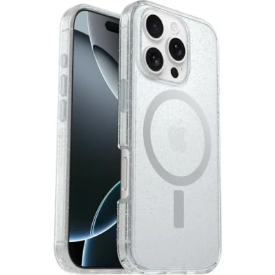 Image de OtterBox Coque Symmetry Series Clear MagSafe pour iPhone 16 Pro, Antichoc, Anti Chute, Fine, supporte 3X Plus de Chutes Que la Norme Militaire, Stardust
