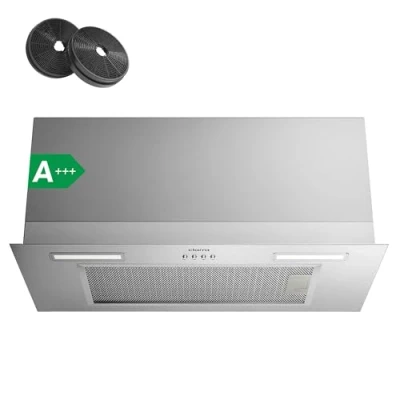 Image de Ciarra Hotte Aspirante Encastrée 60cm, Classe A+++, de Cuisine Intégrée 650 m3/h, Evacuation ou Recyclage Filtre Charbon Inclus, 3 Vitesses, LED Eclairage, Inox, CBCS6926A