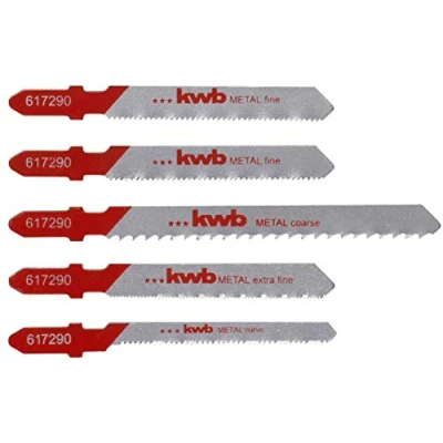 Image de kwb Jeu de 5 lames scie sauteuse HSS pour le métal, des coupes grossières, extra fines, y compris lame courbe à queue en T S 20 / une came
