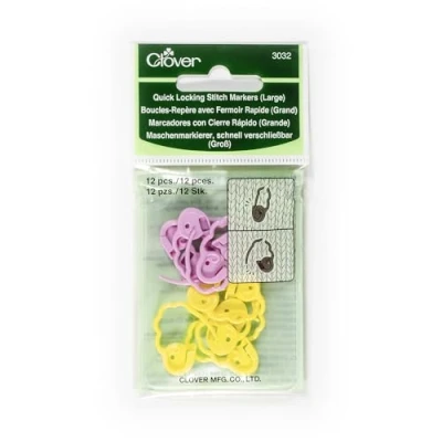 Image de Clover CL3032 Marqueur de Point Verrouillage Grand Plastique Rosa/Jaune 13 x 6,5 0,5 cm
