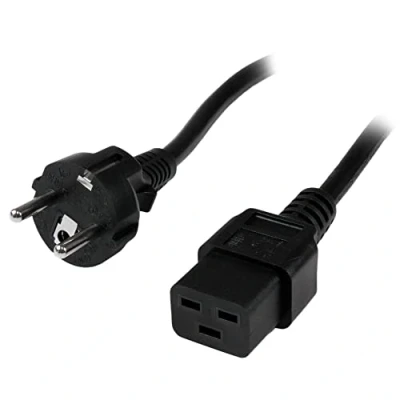 Image de StarTech.com Cordon d&#039;Alimentation pour PC, 2m, 16AWG, EU Schuko vers C19, 16A 250V, Noir CA de Remplacement, Câble Imprimante UL Listed (PXTEUC192M)