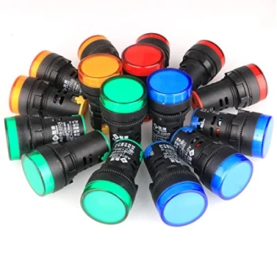 Image de GUUZI 16pcs Voyant Rouge/Jaune/Bleu/Vert 22mm LED Panneau Pilote AC 220V 380V 20mA Indicateur Signal Lampe (Chaque Couleur 4pcs)