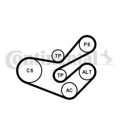 Image de CONTITECH 6PK1750K3 Jeu de courroies trapézoïdales à nervures avec amortisseur tendeur, galet tendeur PEUGEOT: 306 3/5 portes, Partner I Combispace