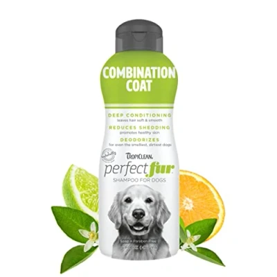 Image de Tropiclean PerfectFur Combination Coat Shampoo for Dogs, 16oz Made in USA Unique Breed Specific Shed Control &amp; Odor Formula Breeds Like Golden Retrievers Naturally Derived