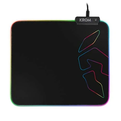 Image de KROM Tapis de Souris Gaming Knout RGB NXKROMKNTRGB Souris, Trois Effets RGB, Base en Caoutchouc antidérapante, Noir