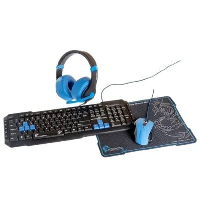 Image de DragonWar 4 en 1 Coffret Gaming Pro Azerty Edition Bleue Clavier Desert Eagle Souris Leviathan Casque PC Revan et Tapis
