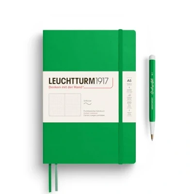 Image de LEUCHTTURM1917 372208 Carnet de notes Medium (A5) 14,5 x 21 cm, Couverture souple, 123 pages numérotees, Spring Leaf, pointillé