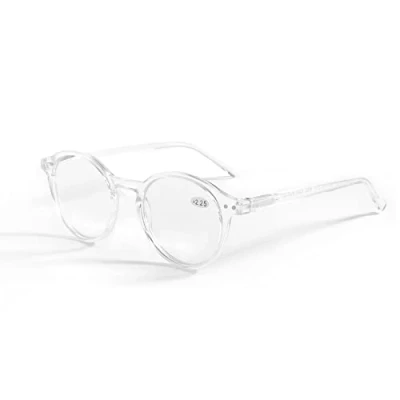 Image de ZENOTTIC Lunette de lecture Anti blu Ray,Anti reflets,Lunettes pour hommes et femmes, Ultra léger,Cadre ronde Conception vintage rétro (+1.00, Cristal)