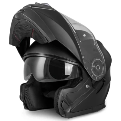 Image de VINZ Santos Casque modulable avec visière Solaire Préparé pour ECE 22.06 &amp; PINLOCK intégral Moto de Tailles XS XXL Noir Mat