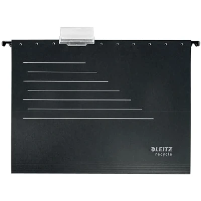 Image de Leitz Dossier Suspendu en Carton Alpha, A4, 100% Recyclable, Écologique, Qualité Premium, Recycle, Noir/Gris, 19200095