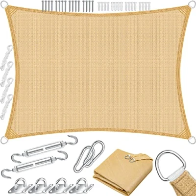 Image de KESSER® Voile d&#039;ombrage, Protection Solaire, Coupe Vent, Tissu PEHD, imperméable et Coutures transversales, Robuste Stable, pour Jardin, Balcon, 4x6m, Sable