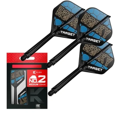 Image de Target Darts Josh Rock K Flex Flights and Shaft System, No.2 Lot de 3 fléchettes Kflex All in One, Accessoires Player Edition Tige Dart Moyenne (33mm)