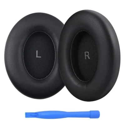 Image de Remplacement Coussinets d&#039;oreille pour Sennheiser Momentum 4 Wireless Over Ear Casque par MMOBIEL Memory Foam et Protein PU Coussinet de Rechange Noir