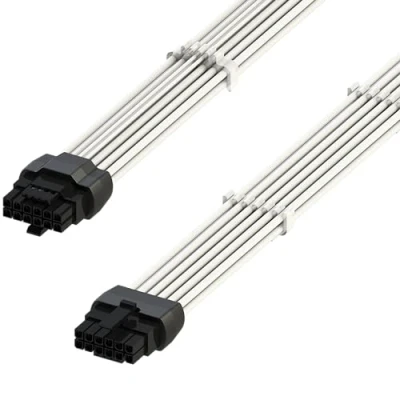 Image de LINKUP Câble d&#039;alimentation Haute Puissance 600W PCIE 5.0 16 Broches (12+4) AVA Type moulé et soudé, 16AWG gainé Compatible avec RTX4000 &amp; RTX3000 FE 70 cm Blanc