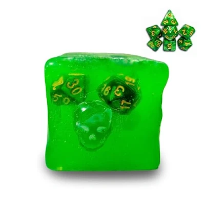 Image de Power Beast Dungeon Gelatinous Cube à Savon avec 7 Dés l&#039;intérieur Dungeons and Dragons, Polyédriques, Set de Dés, D&amp;D, Master, DND, D&amp;D 5e.