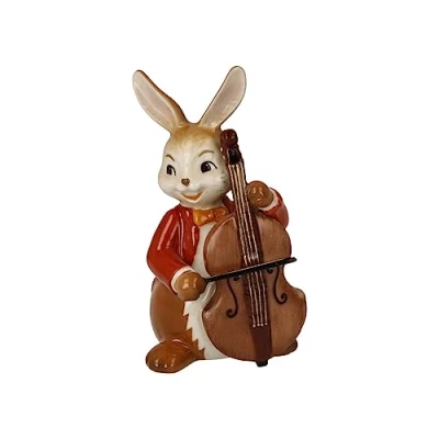 Image de Goebel Statuette de Lapin Joyeux Bassiste, en faïence, Dimensions : 4,5 x 4 8 cm, 66 845 80 1