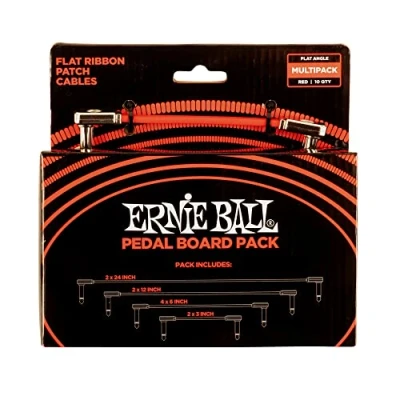 Image de Ernie Ball Flat Ribbon Patch Cables Pedalboard Multi Pack Red