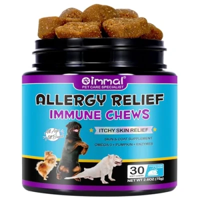 Image de Allergy pour chiens,30 Démangeaisons Chiens,Renforcement du Système Immunitaire Pékin Goût Canard,Calmer les de la Peau,Pattes,Yeux,Oreilles,Arrêter Démangeaisons,Lécher