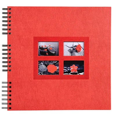 Image de Exacompta Réf. 16845E Album photos à Spirales Passion rouge 360 60 Pages Noires Format 32 x cm déco papier couverture effet bi matière
