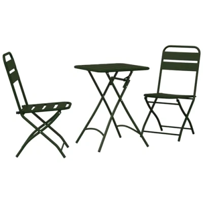 Image de Set de bistrot pliant 3 pièces vert foncé en acier 42002949