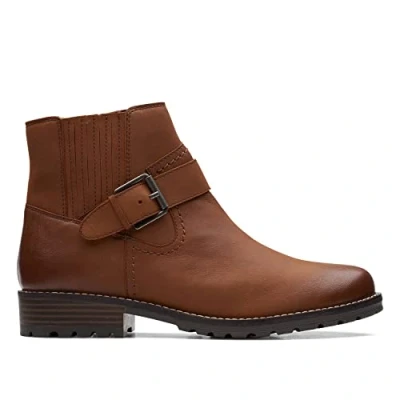 Image de Clarks Femme Sangle Clarkwell Botte Tendance, Dark Tan Lea, 40 EU