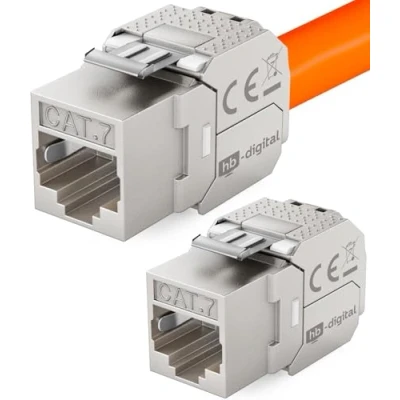 Image de hb digital 2x Cat 7 Keystone Module LSA Jack Femelle 1000 MHz 10Gbits optimal pour 5e/6/6a/7 STP Connecteur Câble Réseau encastré panneau de brassage pose