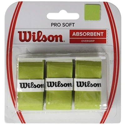 Image de Wilson Racket Sport Bande de Maintien, Pro Soft Overgrip, Unisexe, Vert, 3 Pièces, WRZ4040LI